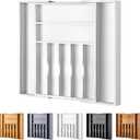 Large Premium Bamboo Silverware Organizer - Expandable Drawer Organizer & Utensil Organizer - 17"x19.7" Cutlery Tray with Dividers for Kitchen Utensils and Flatware (7-9 Slots) (White)