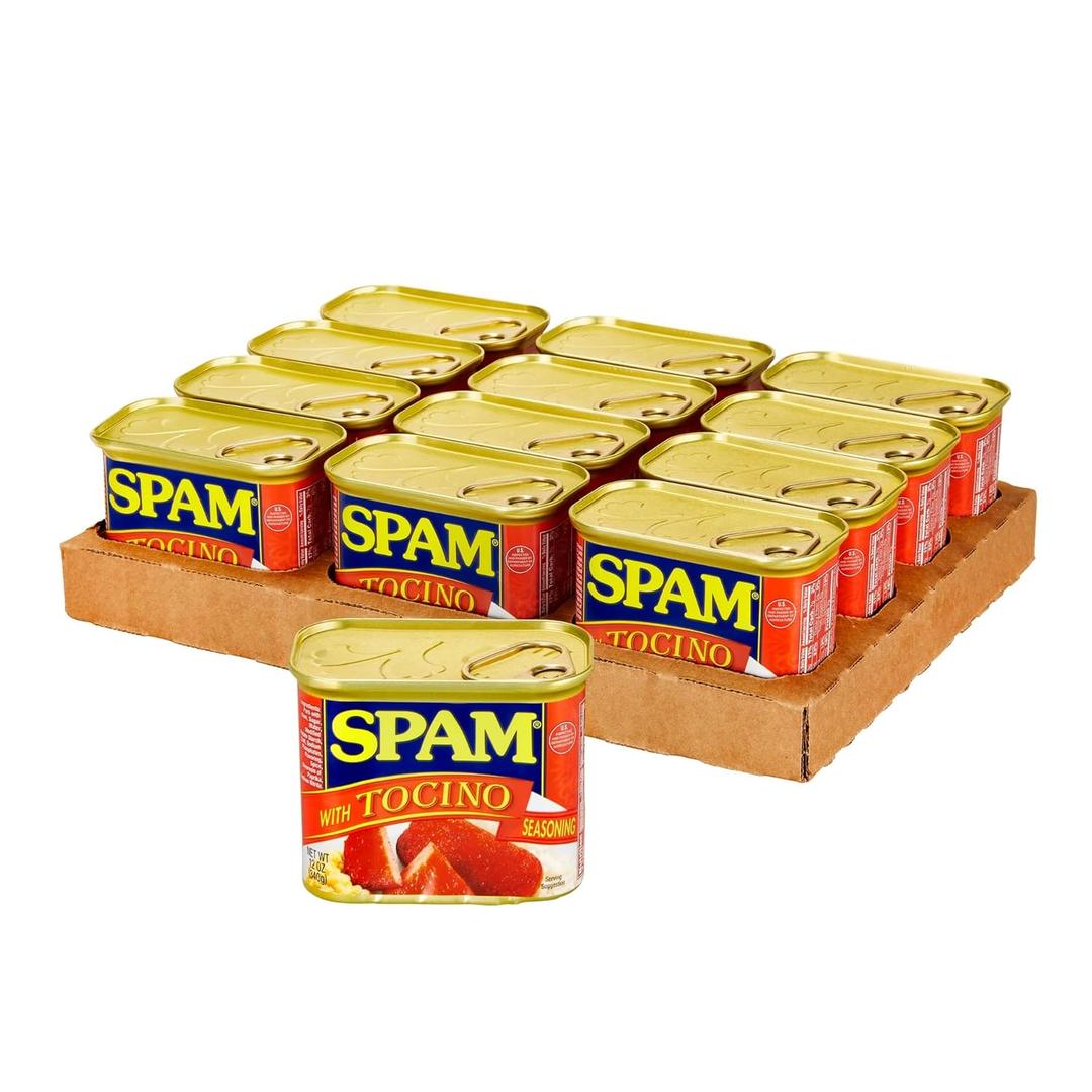 SPAM with Tocino Seasoning, 7 Grams of Protein Per Serving, 12 oz Can (12 Pack), November 2028