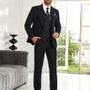 Mens Suit Slim Fit 3 Piece Double Breasted Suit Men Formal Tuxedo Set Casual Wedding Prom Groom Suits (Blue, XL)