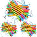Wettarn 48 Pcs Crayon Water Guns Bulk 25" Long Range Water Tube Squirters Big Water Shooters Water Suction Gun Beach and Pool Toys for Summer Pool Party Water Game Boys Girls Adults