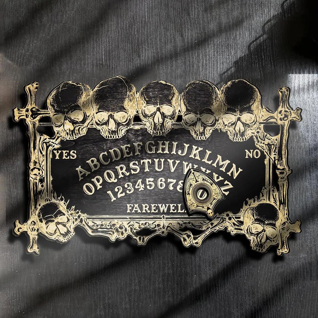 Ouija Board Magic Skull Divination Board for Party and Decoration, Wooden Spiritual Dialogue Board for Witchy Supplies