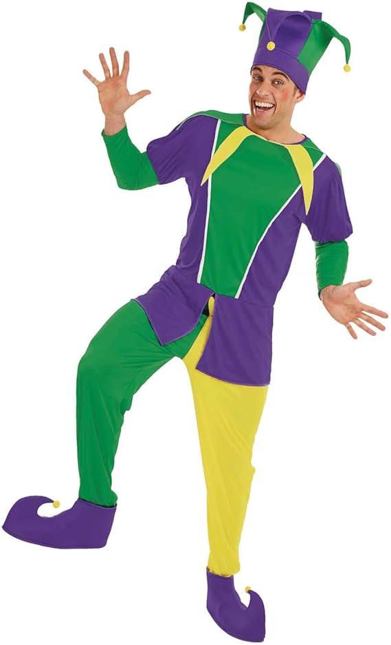 fun shack Adult Jester Costume Men, Mardi Gras Costume Men, Court Jester Costume Men, Jester Halloween Costume Men, L