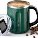 Ideus 16 oz Coffee Cup, Stainless Steel Coffee Travel Mug, Spill Proof Tea Mug with Handle and Lid, Lightweight and Durable, Great for Office Home and Outdoor Use, Deep Green