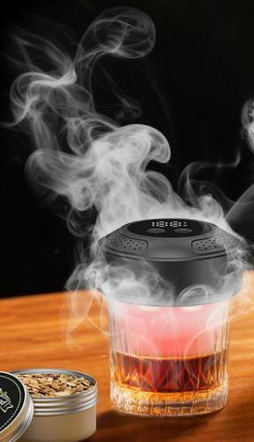 Electric Whiskey Smoker Kit with Color Ambient Light & Wood Chips for Men, Dad, Husband - Bourbon & Cocktail Smoker