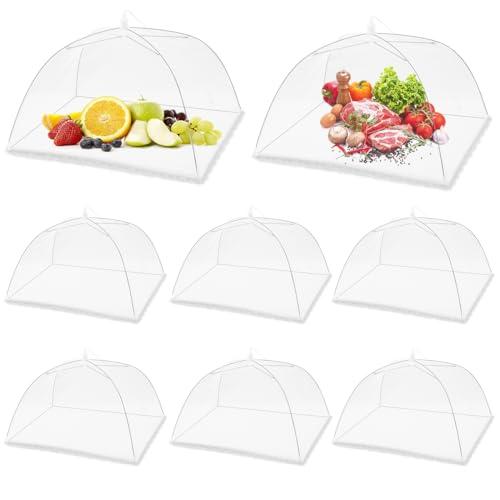 (8Pack) Pop-up Picnic Food Tent Covers, 17x17Inch Foldable Mesh Screen Food Covers for Outdoors, Reusable Food Cover Net Keep Out Flies, Mosquitoes…
