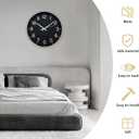 HZDHCLH Wall Clocks Battery Operated,Wall Clock Black Gold,14 inch Wall Clock Silent Non Ticking Modern 3D Numbers for Kitchen Bedroom Living Room Office Classroom Decor