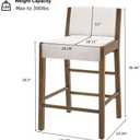 Christopher Knight Home Mono 26.5" Counter Height Bar Stools Set of 2, Fabric Upholstered Bar Stools with Footrest, Rubberwood Counter Stools, Modern Armless Kitchen Chairs, Walnut+White, Medium