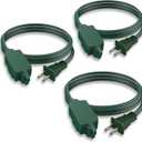 PLUGTUL Green Indoor Extension Cord 6 FT, 2 Prong Extension Cord, 3 Polarized Outlets with Safety Cap Protect for Home Office, 16/2 SPT-2 ETL Listed, 3 Pack