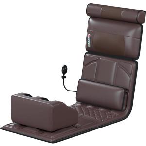 Heated Massage Mat with 20 Neck Shiatsu Kneading Massage Heads, Heating Pad Full Body Massage Mattress Massager Mat Cushion for Relieving Back Lumbar Leg Pain (Brown Leather)
