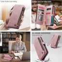 Defencase for Galaxy S26 Ultra Case Wallet with RFID Blocking Card Holder for Women Men, PU Leather Magnetic Snap Flip Wristlet Strap Zipper Wallet Phone Cases for Samsung Galaxy S26 Ultra 6.9", Pink