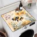 Washing Machine Cover for Top 23.6x 19.7" Pad for Top of Washer or Dryer Protector Washing Machine Dust Cover Pad Non Slip Waterproof Washable (Bee, 23.6x 19.7")