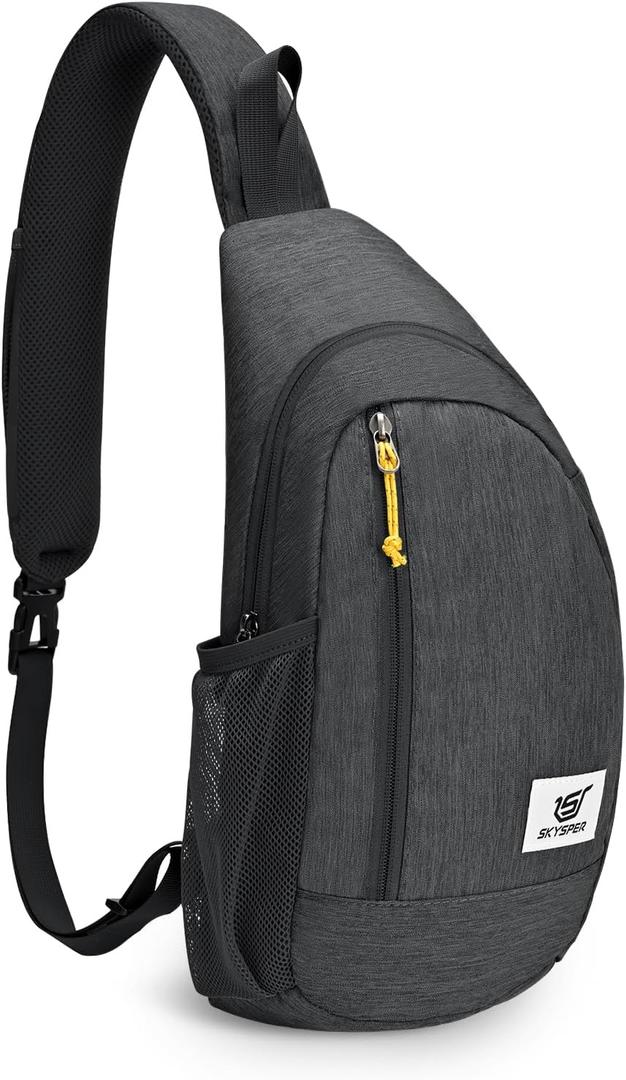 SKYSPER Sling Bag RFID Crossbody Sling Backpack Cross Body Shoulder Travel Bag Hiking Daypack for Women Men(Black) (Small)