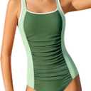Girls One Piece Swimsuit with Adjustable Straps, Padded, Sun Protection & Quick Dry Bathing Suit, Size 13-14Y