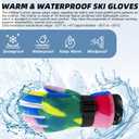 Valentines Kids Skiing Gloves,Valentines Day Gift Ski Glove for Boys Girls,Children Winter Snow Gloves 5yrs-9yrs, 9yrs-15 yrs,Waterproof Winter Warm Glove for Outdoor Activities (Macaron)