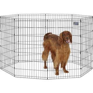MidWest Homes for Pets 42-Inch Exercise Pen, for Indoor and Outdoor Use, 16 Sq Feet of Play, Single Door Folding Dog Pen, with Large Door Opening & Secure Latch, Easy to Set Up, Foldable Dog Playpen