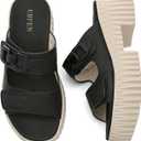 UBFEN Womens Chunky Wedge Platform Sandals Adjustable Double-Strap Square | Toed Open-Toe Style Suitable for Outdoor Casual Wear