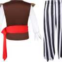 Kids Pirate Costume for Boys with Pirate Accessories Set Halloween Party Dress Up