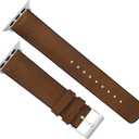 BARTON WATCH BANDS- Black Leather and Rubber Hybrid - Choose Color & Size - Compatible with All Apple Watches (Ultra, SE, 8, 7, 6, 5, 4, 3, 2, 1) - 38mm, 40mm, 41mm, 42mm, 44mm, 45mm, 49mm (Oak Brown Leather (Stainless Steel Buckle))
