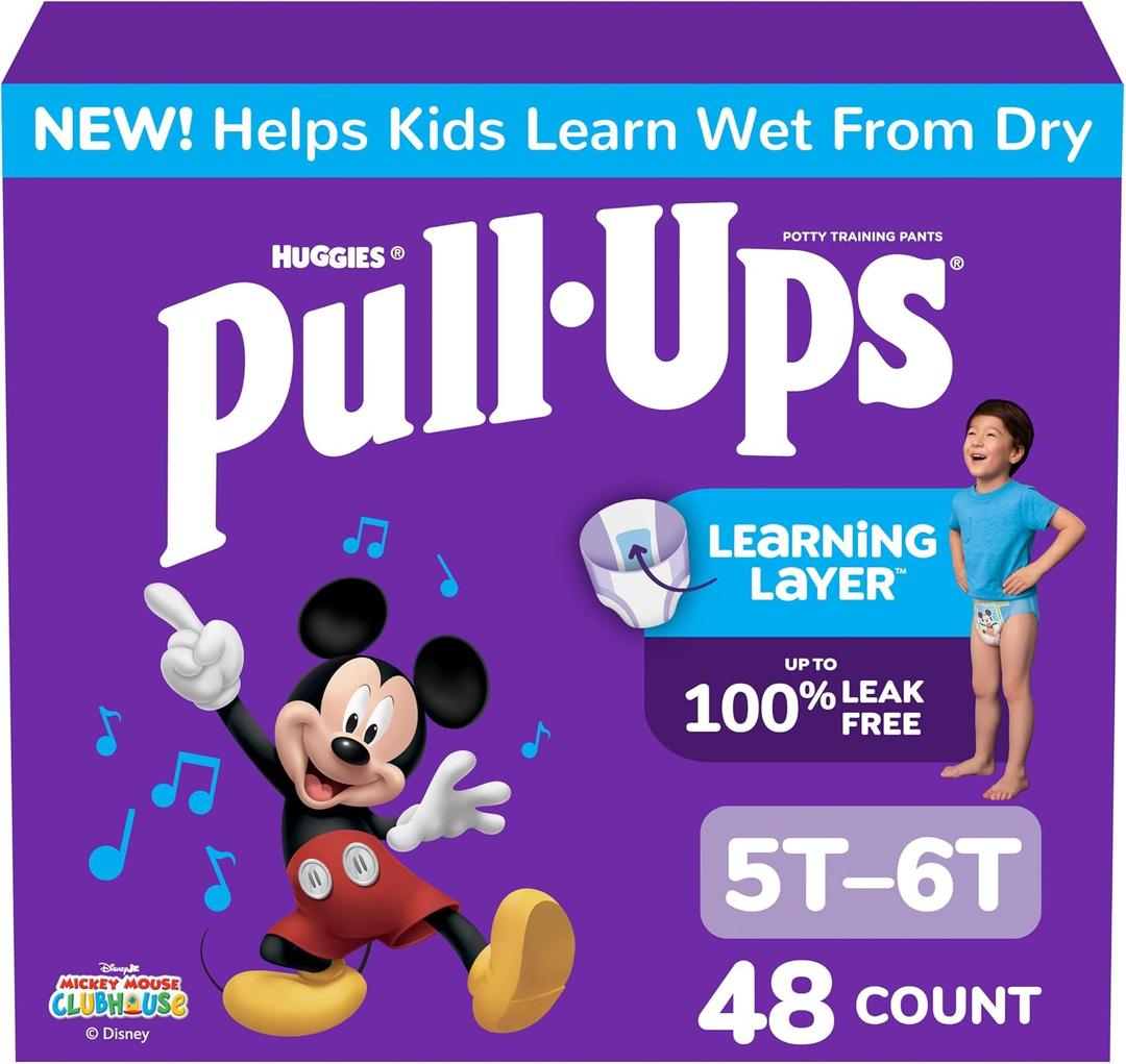Pull-Ups Boys' Potty Training Pants, Size 5T-6T Training Underwear (46-60 lbs), 48 Count