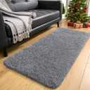 OLANLY 2x4 Machine Washable Runner Rugs for Hallway, Soft Fluffy Shaggy Bedside Rugs for Bedroom, Living Room, Indoor Floor Carpet for Kids Girls Boys, Nursery Rooms, Home Decor Aesthetic, Light Grey