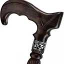 URFORESTIC Handmade Wooden Walking Cane, Solid Wooden Cane for Men and Women, Ergonomic Walking Stick for Senior, Elderly, 36 Inch Height (Dark Brown)