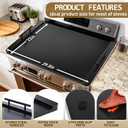Noodle Board Stove Cover with Handles, Wood Stove Top Covers for Electric Stove and Gas Burners, Wooden Decorative Serving Tray Kitchen Sink Cover for Counter Space (Black)