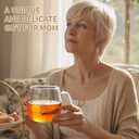 Glass Tea Cup 17.6oz, Best Mom Ever Mothers Day Cup with Gift Box, Gifts Mug for Mom, Glass Mug Teacup, Tea Cups for Mom Birthday, Perfect for Grandma & Daughter.