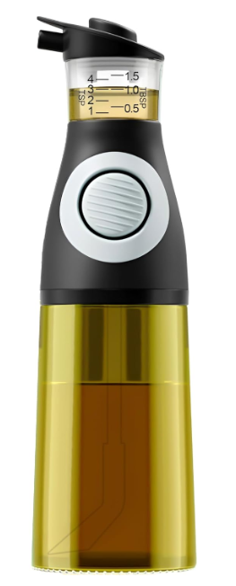 Oil and Vinegar Dispenser Set - Dripless Olive Oil Bottles With Built-In Measuring Cup - Glass Dispensers for Kitchen, Cooking, Salad Dressing, and Meal Prep - 1 Dishwasher-Safe Bottles