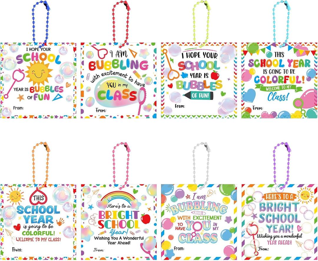200 Pcs Colorful Bubble Party Gift Tags with Small Iron Chain Colorful Bubbles of Fun Paper Tag Bulk Funny DIY Cards Party Favors Gift for Appreciation