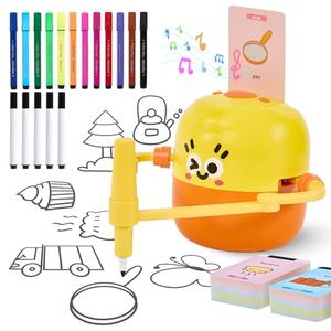 Drawing Robot for Kids, Interactive Educational Drawing Machine with Voice Interaction, Montessori Painting Learning Toy with 150 Word Cards, Birthday for Boys Girls 3 4 5 6 7 8