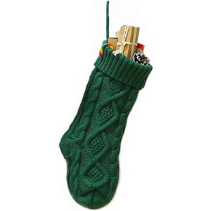 Christmas Stockings Cable Knit Stocking Christmas Decorations Goodie Bags Gift Fireplace Xmas Tree Stocking Ornaments for Holiday Family Friends (Green, Length 18",Pack of 1)