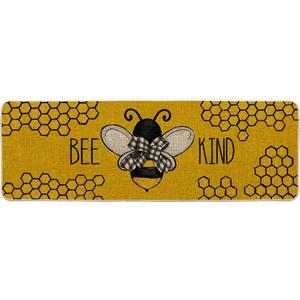 Artoid Mode Bee Kind Bow Tie Yellow Spring Doormat, Seasonal Summer Home Decor Low-Profile Switch Rug Door Mat Floor Mat for Indoor Outdoor 24x72 Inch