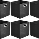 Black Fabric Cubby Storage Bins,11x11 Inches ,Cube Organizer Bin Foldable Storage Boxes with Dual Handles Fabric Organizer Box and collapsible Storage basket,Set of 6,Black