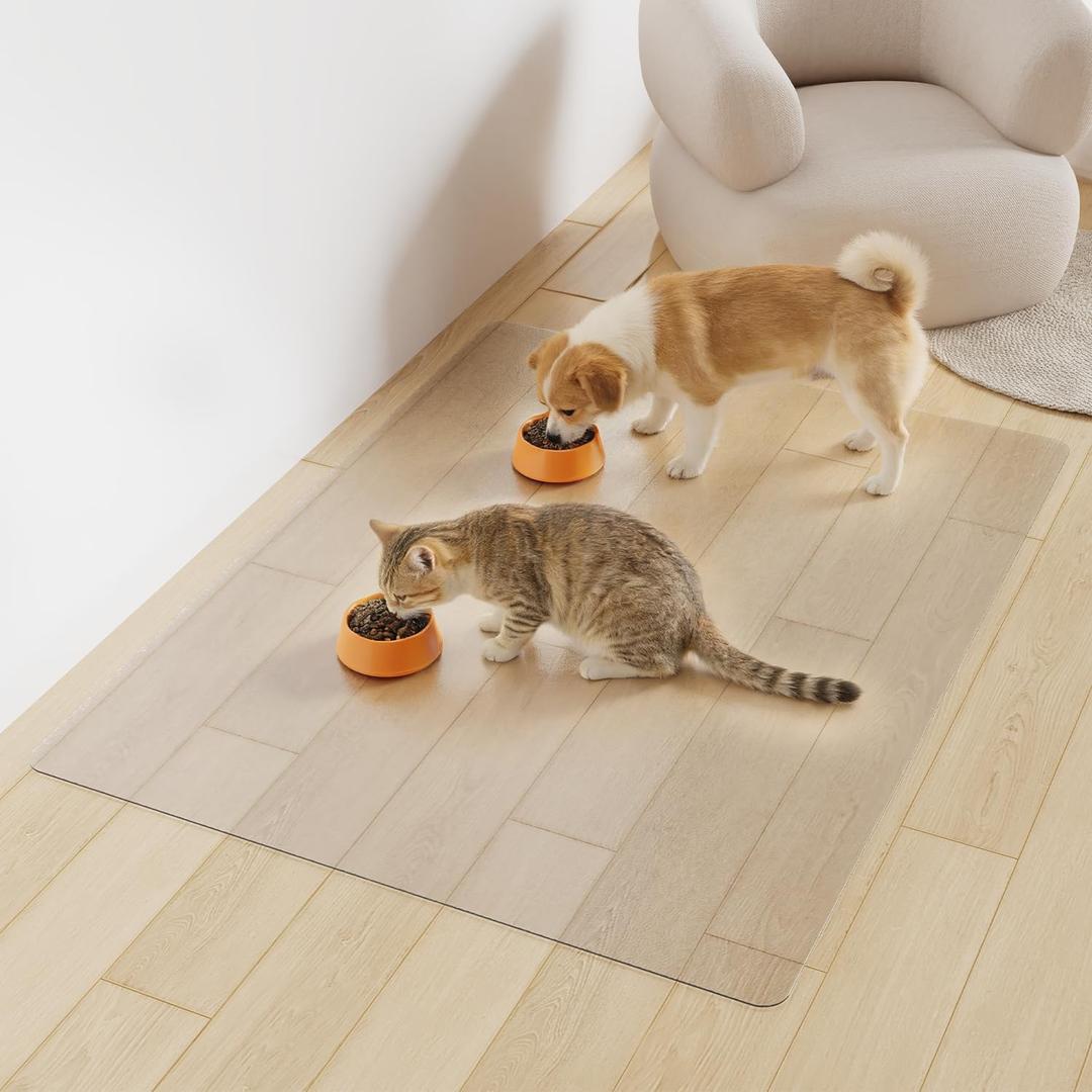3'×4' Frosted Clear Waterproof Area Mat for Hard Floor, No Scratches Plastic Floor Mat for Litter Boxes, Spill-Resistant Easy Cleaning Floor Protector for Under Refrigerator, Plant Pots