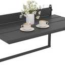 Sundale Outdoor 32" Large Folding Balcony Table for Railing, Patio HDPE Bar Adjustable Hanging Mounted Table for Baluster Garden Deck, Black