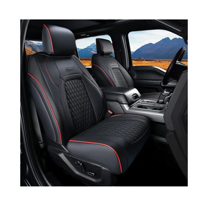 Coverado JK Seat Covers for Jeep Wrangler, Custom Fit for Pickup Truck Jeep Wrangler Seat Covers 2/4 Door, Waterproof Leather Car Seat Covers Cushions for Jeep Wrangler Accessories 2013-2017  (Red Line)