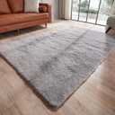 GKLUCKIN 5x8 Area Rug for Living Room, Lime Green Fluffy Shag Fuzzy Soft Rug for Kids, Nursery, Dorm, Indoor Plush Shaggy Furry Carpet, Light Gray 