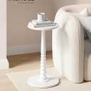 VASAGLE MARIEL Collection - Round Side Table, Small Drink End Table for Small Spaces, Accent Nightstand, Solid Wood Leg, Mid-Century Modern, for Living Room Bedroom, Cloud White ULET293WB02S