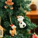 DIHOclub Set for 6 Cute Animal Christmas Ornaments with Gift Boxes, Hand-Painted Ceramic Animal Hanging Pendants for Christmas Tree and Home Decorations