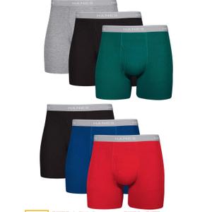 Hanes Men's Underwear Boxer Briefs Pack, Cool & Breathable Cotton Moisture-Wicking Underwear for Men, No Ride Up, Size Large