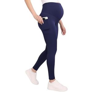 Motherhood Maternity Women's Over The Belly Workout Activewear Pregnancy Leggings with Pockets