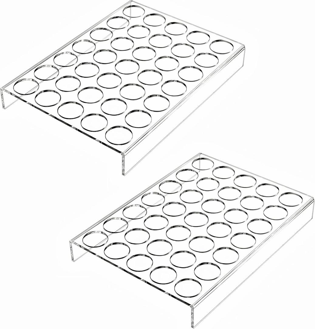 IEEK 2 Pack of 35 Slots Flat Countertop Coffee Pod Holder K Cup Organizer Tray Clear Acrylic Coffee Pod Organizer for Office and Kitchen Counter or Drawer Compatible With KCup Pods