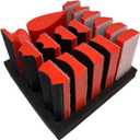 Hand Sanding Block Set of 16,Interchangeable Assorted Contoured Profile Sanding Pad Kit,Hook and Loop Abrasive Sanding Chassis for Sand Wood Furniture, Auto Paint and Crafts,Red