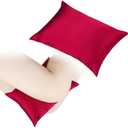 Knee Pillow Leg Pillows 11" x 7.8" Silky Small Hip Support Pillows Smooth Cooling Between Legs for Side Sleepers Sciatica Joints Pain Relief Machine Washable Post Surgery Cushion Gifts, Satin Burgundy