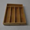 Bellsal Utensil Organizer 10 Inch Silverware Tray for Drawer Utensil Holder Cutlery Organizer Kitchen Drawer Organizer 5 Compartment Small Narrow Bamboo (Natural)