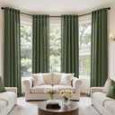 MIULEE Olive Green Linen Curtains 90 Inch Long 4 Panels Light Filtering Window Drapes with Rod Pocket Back Tab for Living Room Bedroom Farmhouse Decor 42" W x 90" L Inches