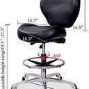 Height Adjustable Rolling Stools Drafting Chair with Backrest & Foot Rest,Work from Home,Studio,Dental,Office for Desk,Salon,Art Studio, Tattoo,Garage, Kitchen, Counter, (Black)