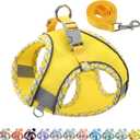 AIITLE Dog Harness and Leash Set - Ultra-Comfortable XXS-XL Vest with Strong Magic Tape & Glow-in-Dark Reflective Strips, Chafe-Free for Teddy, Schnauzer (Yellow, M) (M(Chest: 15 - 17"))