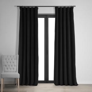 HPD Half Price Drapes Signature Velvet Thermal Blackout Curtains for Living Room 108 Inch Long (1 Panel) Rod Pocket Insulated Blackout Curtains for Bedroom Window Curtains, 50W x 108L, Warm Black