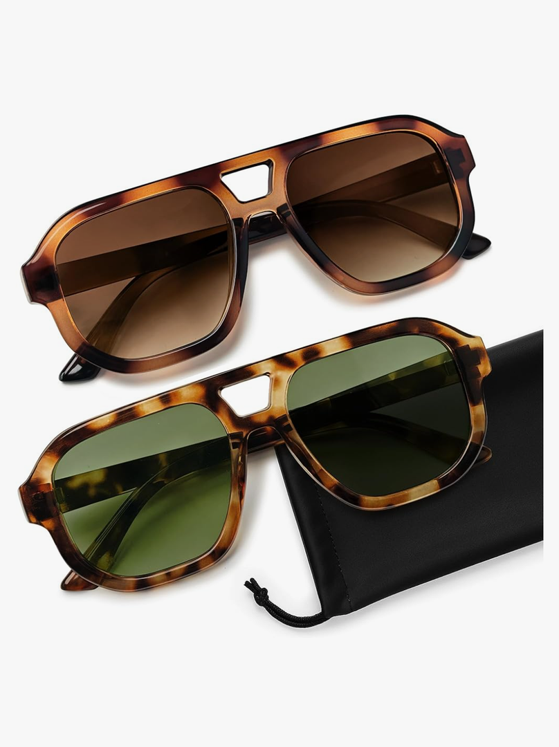 livho Trendy Polarized Square Aviator Sunglasses Women Men Square Eyewear Frame, Retro Sun Glasses for Women Men 2025 Shades